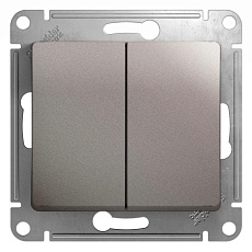 Выключатель двухклавишный Systeme Electric Glossa 10A 250V платина GSL001251