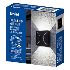 Уличный настенный светильник Uniel ULU-P32B-4W/4000K IP65 BLACK UL-00013620 1