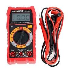 Мультиметр цифровой, 2000 отсчетов, 2 батареи тип ААА 1,5В, ручная регулировка, красный Stekker MTM HT108 49993 5