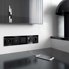 Розетка Werkel с заземлением, шторками и USBх2 черный матовый W1171508 4690389156915 1