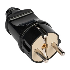 Вилка прямая с/з черн. 16А 250В EKF PROxima AVP16-30