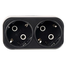 Разветвитель сетевой 2-местный с/з Stekker ADP16-22-20 250V, 16A, ABS огнеустойчивый пластик, черный 50680