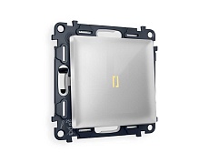 Комплект механизма 1-кл выключателя AMBRELLA VOLT с подсветкой 3200K ALFA Серебро глянец QUANT (AP4020, VM101, G11Y) MA402010