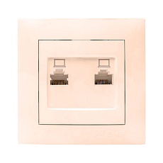 Валенсия розетка компьютерная RJ-45 2-местная кремовая EKF PROxima EWK02-035-20