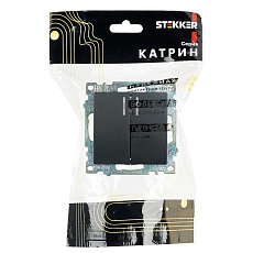 Выключатель двухклавишный Stekker Катрин с подсветкой черный GLS10-7102-05 39607 3