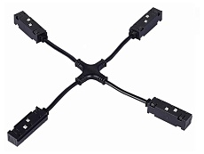 Коннектор питания Х-образный Hesby Lighting ElDeko для шинопровода 48В, чёрный HSBL_0153