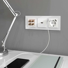 Розетка с заземлением, шторками и USBх2 Werkel белый W1171501 4690389155345 3