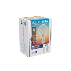 Лампа светодиодная диммируемая филаментная Gauss Smart Home Filament E27 6,5W 2000-6500K прозрачная 1220112 4
