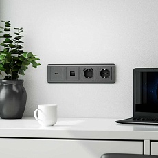 Розетка с заземлением Werkel графит рифленый W1171004 4690389158629 5