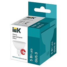 Лампа светодиодная IEK GU5.3 5W 4000K матовая LLE-MR16-5-230-40-GU5 1
