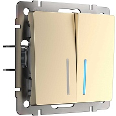 Выключатель двухклавишный с подсветкой Werkel шампань W1120111 4690389157097