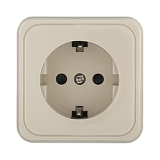 Розетка LK Studio открытой установки с заземляющими контактами и защитными шторками (бежевый) 813201