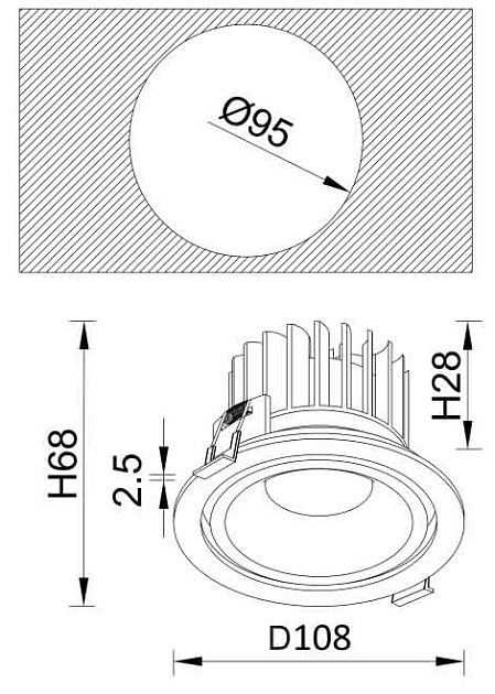 Встраиваемый светодиодный светильник Crystal Lux CLT 005C108 WH Фото № 3