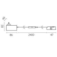 Блок питания 24V в розетку с подводом питания (506005+506197) к трекам Lightstar Linea 48W LP48W506197 1