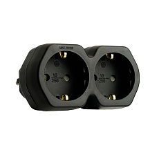 Разветвитель сетевой 2-местный с/з Stekker ADP16-12-21, 250V,16A, ABS огнеустойчивый пластик, черный 50107 5