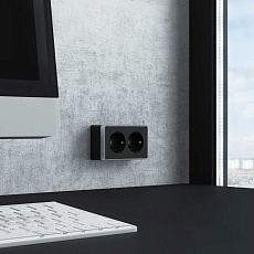 Розетка двойная с заземлением Werkel Gallant черный/хром W5072135 4690389164705 1