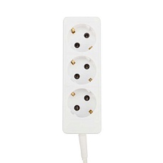 Удлинитель PROconnect 3 гнезда, 10 м, 3х0.75 мм², с/з, белый 11-7208