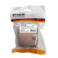 Розетка 2P+PE Stekker Катрин со шторками крышкой шампань GLS16-7112-02 39594 5