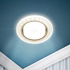 Светильник встраиваемый cо светодиодной подсветкой ЭРА DK LD51 FR под лампу GX53 белый матовый Б0057465