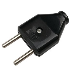 Вилка разборная General GRV-P-6-F-B-IP20, 6А, плоская, б/з, черная, IP20, 1/50/1200