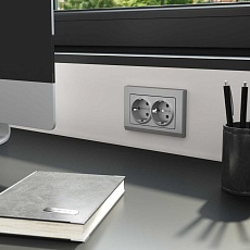 Розетка двойная с заземлением Werkel серебряный матовый W1172065 4690389195617 2