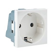 Розетка 45х45 с заземлением, 90 градусов, белая EKF E2MR16-028-10