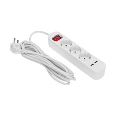 Удлинитель STANDARD 3 гнезда, 5м, 3х1,0мм², с/з, с выключателем, 2 USB, белый REXANT 13-4017 2