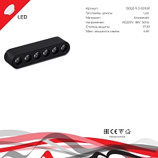 Трековый светодиодный светильник Reluce 13002-9.3-001UR magnetic LED6W BK 1