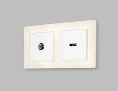 Комплект механизма розетки HDMI 2.0 AMBRELLA VOLT ALFA Белый матовый 40V/500mA 2.0GHz 5-18Gbit/s QUANT (AP1340, VM222) MA134010 2