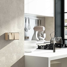 W5020210/ Выключатель двухклавишный влагозащищенный Gallant (шампань рифленый) 1