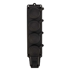 Колодка каучуковая 4 гнезда с крышкой черная, с/з, 16А, IP44, PROconnect 111-114-4 1