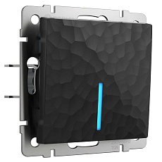 Выключатель Werkel Hammer одноклавишный с подсветкой черный W1210108 4690389162015