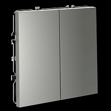 Перекрестный переключатель встраиваемый S70 двухклавишный 10А, (сталь) Voltum VLS020505 1