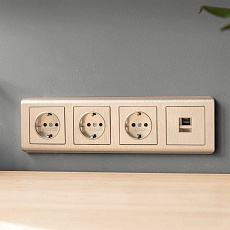 Розетка с заземлением и шторками Werkel шампань рифленый W1171110 4690389159756 4