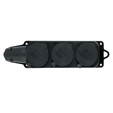 Розетка тройная переносная 2P+PE Stekker Одри с крышкой черный RST16-23-44 32739 5
