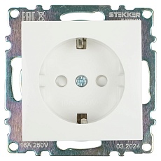 Розетка 2P+PE Stekker Катрин со шторками белый GLS16-7110-01 39304