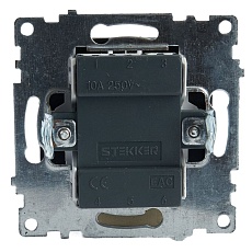 Выключатель двухклавишный Stekker Катрин с подсветкой черный GLS10-7102-05 39607 2