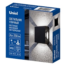 Уличный настенный светильник Uniel ULU-P33D-4W/4000K IP65 BLACK UL-00013621 1