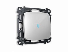 Комплект механизма 1-кл проходного выключателя AMBRELLA VOLT с подсветкой 10000K OMEGA Серебро глянец QUANT (OP4020, VM105, G29B) MO402040