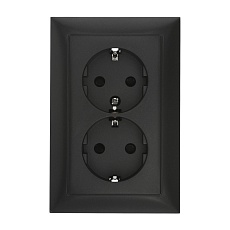 Розетка LK Studio двойная прямая с з/к, со шторками (черный бархат) LK60 863708-1