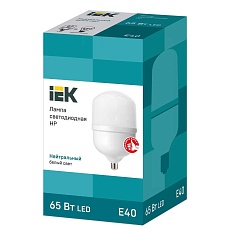 Лампа светодиодная сверхмощная IEK E40 65W 4000K матовая LLE-HP-65-230-40-E40 1
