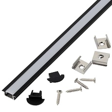 Профиль General GAL-GLS-2000-7-22-B черный (2м профиль+2м рассеиватель+2 заглушки+4 скобы с шурупами)