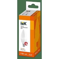 Лампа светодиодная IEK E14 9W 3000K матовая LLE-C35-9-230-30-E14 1