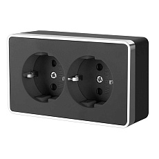 Розетка двойная с заземлением Werkel Gallant черный/хром W5072135 4690389164705