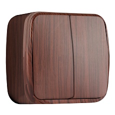 Выключатель 2-клавишный ОП Минск 10А тёмное дерево EKF EGV10-023-40