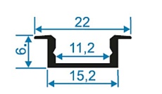 Профиль встраиваемый серебро 2м. Apeyron 08-02-01 2