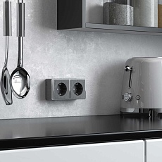 Розетка с заземлением Werkel Gallant графит рифленый W5071004 4690389164484 4