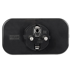 Разветвитель сетевой 2-местный с/з Stekker ADP16-22-20 250V, 16A, ABS огнеустойчивый пластик, черный 50680 3