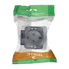 Розетка 2К+З Systeme Electric Этюд 16A 250V со шторками и крышкой белая PA16-044B