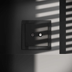 Розетка телевизионнная встраиваемая Voltum S70 оконечная TV+SAT, (черный матовый) VLS060408 5